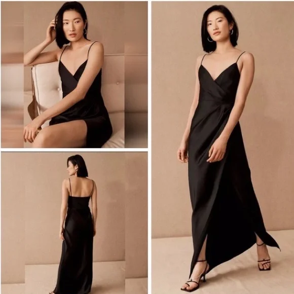 Bhldn Dresses | Bhldn Freya Black Satin Bridesmaid Dress | Color: Black | Size: 6 | Blresnick's Closet
